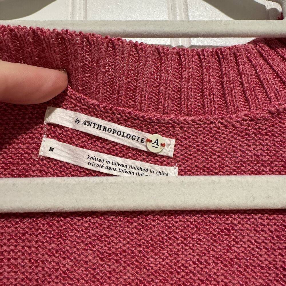 Anthropologie Camilla Pink V Neck Sweater Vest Spring Cozy  NEW Size Medium - Picture 4 of 7